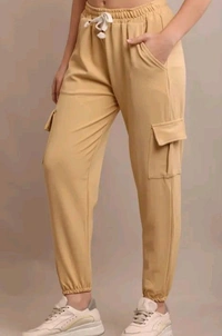 Styylloft Fashion's  Styylloft's: women solid cotten 4 pocket jogger - Beige, m