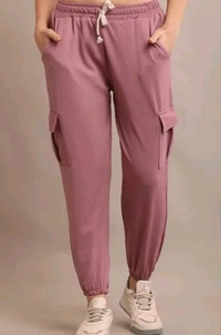 Styylloft Fashion's  Styylloft's: women solid cotten 4 pocket jogger - peach, l