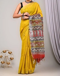 Linen saree with beautiful Digital Printed SAREE - Cut:-  6.30 mtr, 5