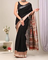 Linen saree with beautiful Digital Printed SAREE - Cut:-  6.30 mtr, 5