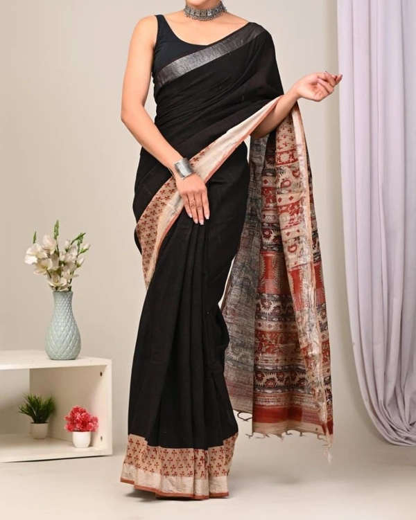Linen saree with beautiful Digital Printed SAREE - Cut:-  6.30 mtr, 5