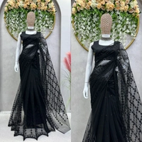 Designer Saree on Soft Net Febric  - Cut :-0.80 CM (Un-Stitched) SAREE Cut     :-5.5  Weight    :-0.550 Grm, 1