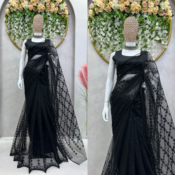 Soft Net SAREE - Saree Cut              :-5.5  Cut      👚Blouse👚   :-0.80 CM (Un-Stitched)