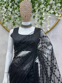 Soft Net SAREE - Saree Cut              :-5.5  Cut      👚Blouse👚   :-0.80 CM (Un-Stitched)
