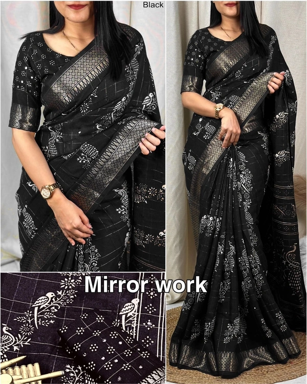  muslin cotton Saree- - Size-Saree-6.30 mtr with running blouse., 5