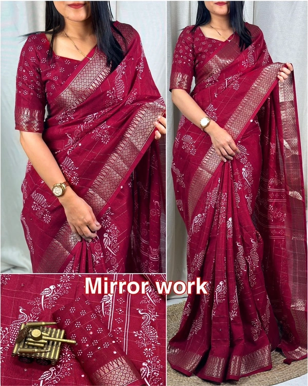  muslin cotton Saree- - Size-Saree-6.30 mtr with running blouse., 5