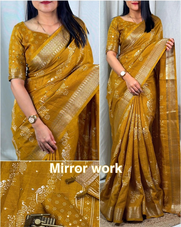  muslin cotton Saree- - Size-Saree-6.30 mtr with running blouse., 5
