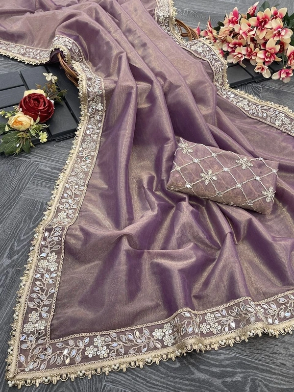 Tissue silk Beautiful Sequance SAREE - 5