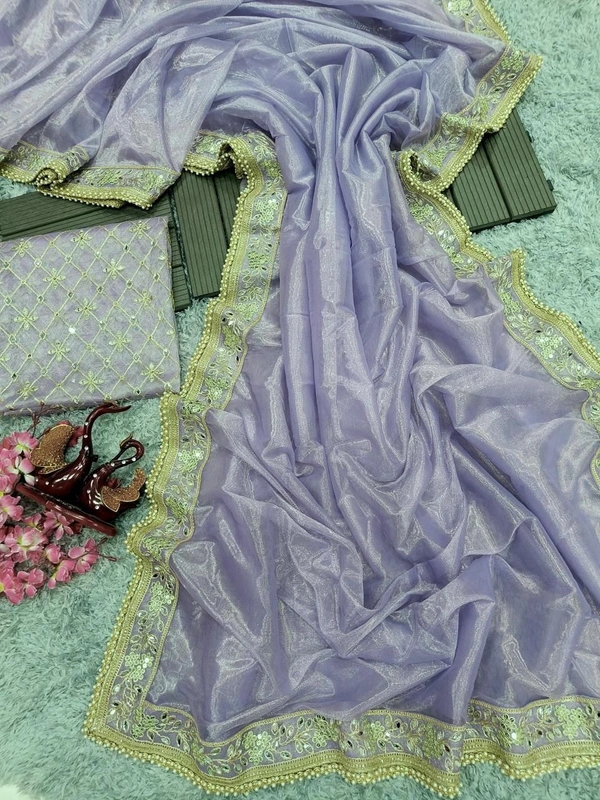 Tissue silk Beautiful Sequance SAREE - 5