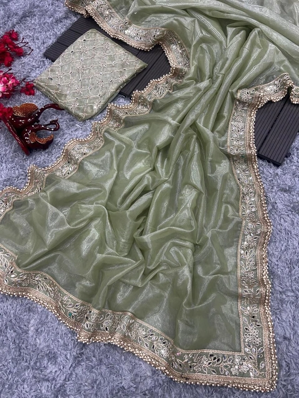 Tissue silk Beautiful Sequance SAREE - 5