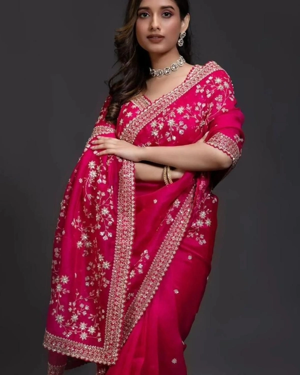 SAREES :Orgenza silk fabric  - Length:-5.50MTR sarees and 0.80 blouse, 1