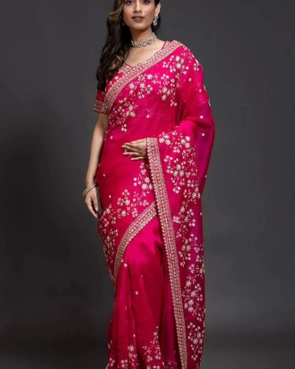 SAREES :Orgenza silk fabric  - Length:-5.50MTR sarees and 0.80 blouse, 1