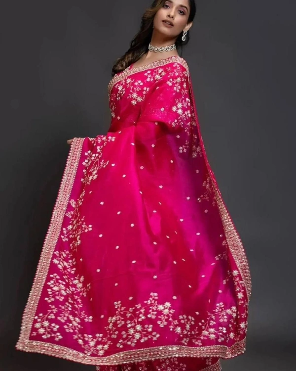 SAREES :Orgenza silk fabric  - Length:-5.50MTR sarees and 0.80 blouse, 1