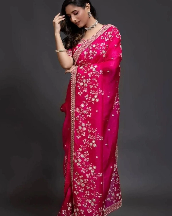SAREES :Orgenza silk fabric  - Length:-5.50MTR sarees and 0.80 blouse, 1