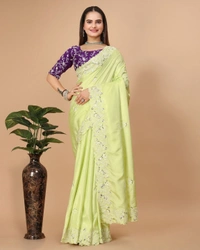 Party Wear Soft Dolla Silk Saree - Cut           :- 5.5 mtr Cut.          :- 1.30 mtr (Un-stitch), 1
