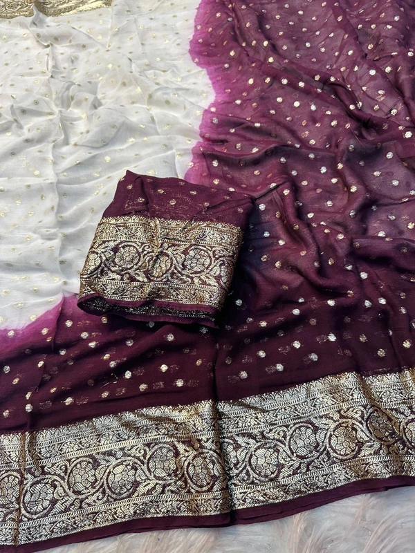 Pure viscose Georgette fabric saree  - 4