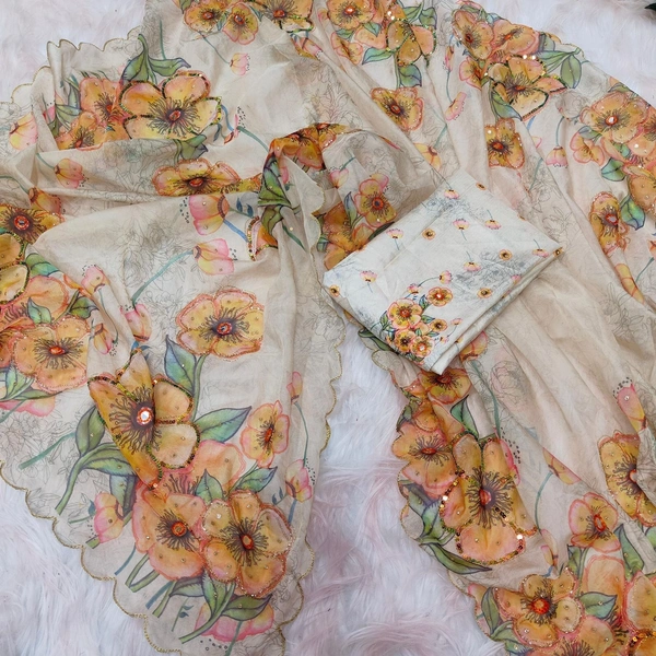 Tebi Pure orgenza silk with digital printed sarees  - Length:-5.50MTR sarees and 0.80 blouse, 1
