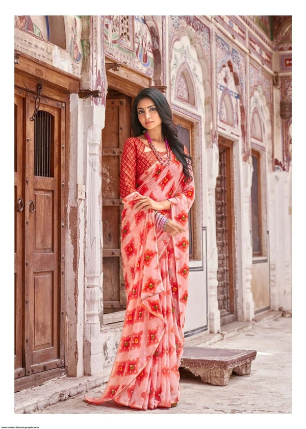 Georgette Mill Bandhej Print SAREE