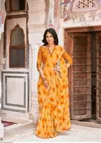 Georgette Mill Bandhej Print SAREE