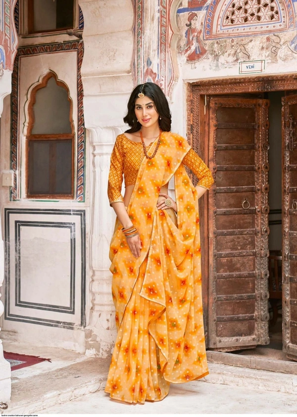 Georgette Mill Bandhej Print SAREE
