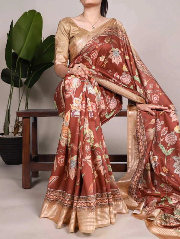Tussar Silk With Viscose Border    - Saree Length : 5.5 meter