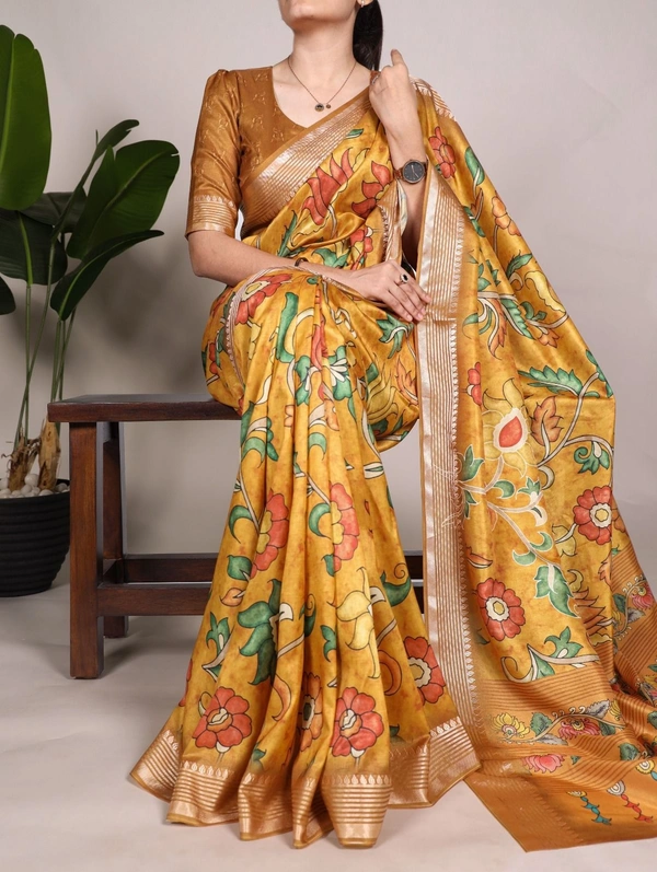 Tussar Silk With Viscose Border    - Saree Length : 5.5 meter