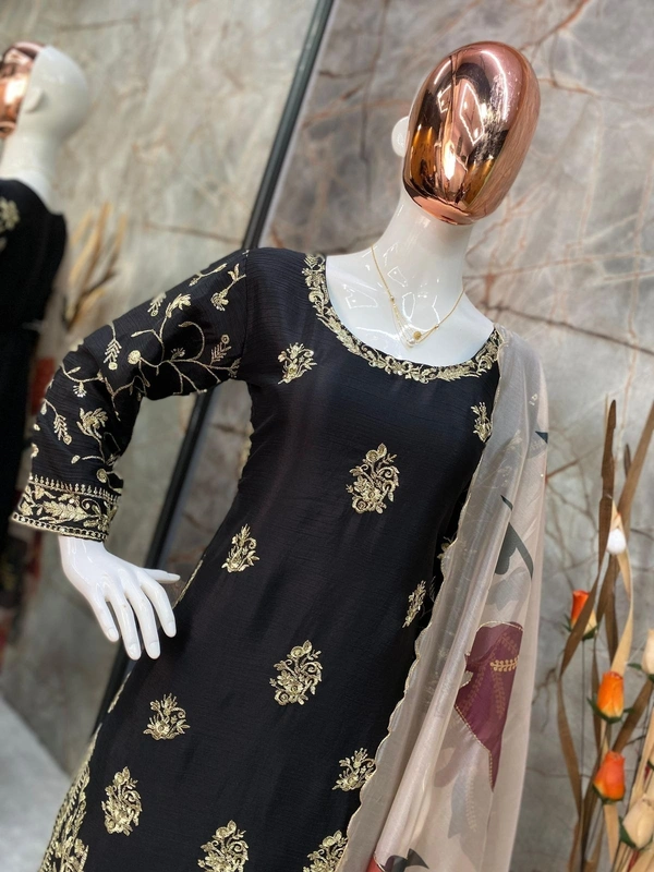 SHARARA AND DUPATTA SHUIT - DUPATTA: ORGANZA WITH DIGITAL PRINT AND HEAVY SEQUENCE WORK 2.2meter