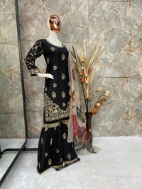 SHARARA AND DUPATTA SHUIT - DUPATTA: ORGANZA WITH DIGITAL PRINT AND HEAVY SEQUENCE WORK 2.2meter