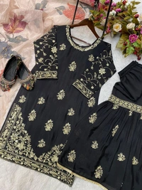 SHARARA AND DUPATTA SHUIT - DUPATTA: ORGANZA WITH DIGITAL PRINT AND HEAVY SEQUENCE WORK 2.2meter