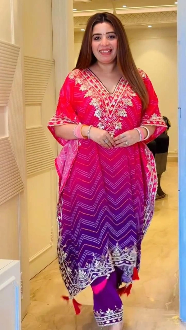 KAFTAN WITH PANTSEQUENCES EMBROIDERY WORK 