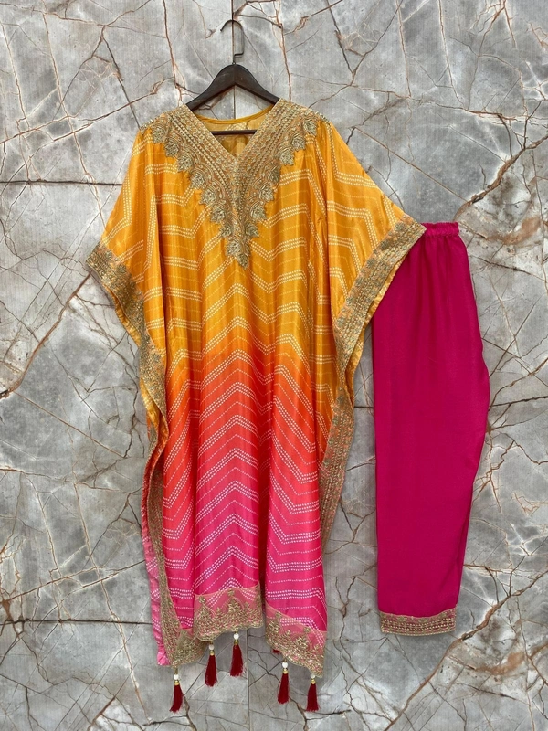 KAFTAN WITH PANTSEQUENCES EMBROIDERY WORK 