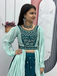 Rakhi  Special Crop Top With 2 Beautiful Colors - Flair:- 5.5 Meter