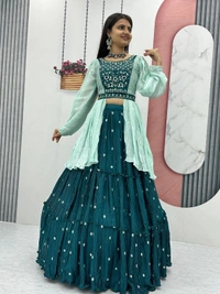 Rakhi  Special Crop Top With 2 Beautiful Colors - Flair:- 5.5 Meter