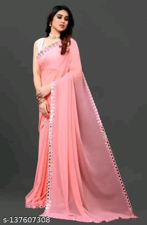 GEORGETTE CUT WORK SAREE - Free Size (Saree Length Size: 5.5 m, Blouse Length Size: 0.8 m), 7