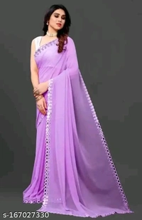 GEORGETTE CUT WORK SAREE - Free Size (Saree Length Size: 5.5 m, Blouse Length Size: 0.8 m), 7