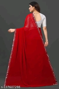 GEORGETTE CUT WORK SAREE - Free Size (Saree Length Size: 5.5 m, Blouse Length Size: 0.8 m), 7