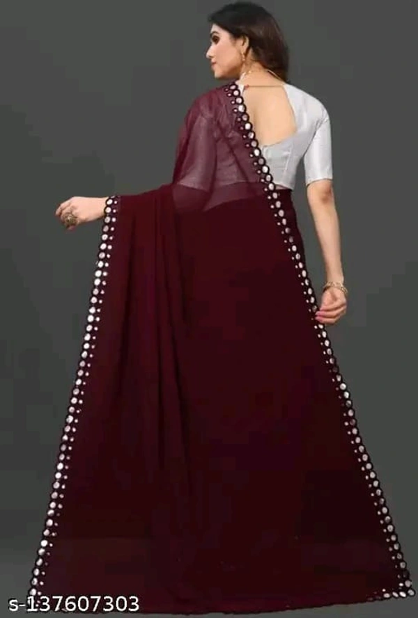 GEORGETTE CUT WORK SAREE - Free Size (Saree Length Size: 5.5 m, Blouse Length Size: 0.8 m), 7