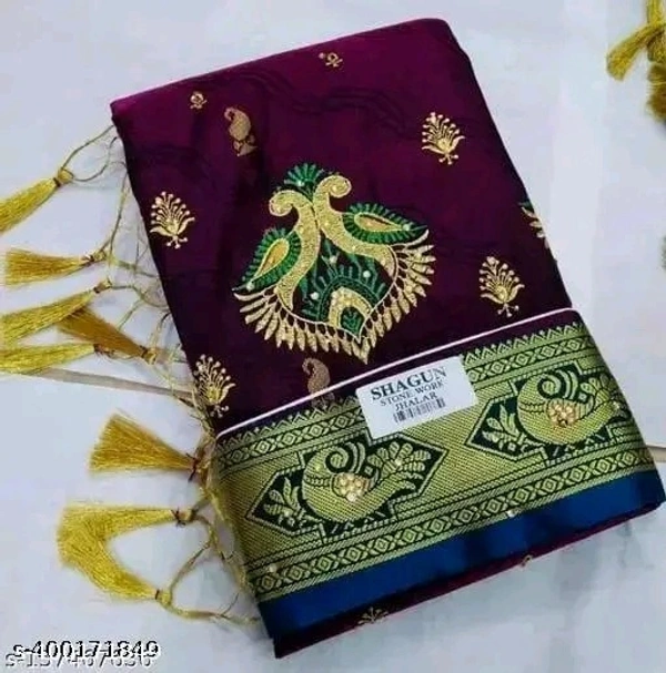 Satin Silk -Satin -Banarasi Silk - Free Size (Saree Length Size: 5.3 m, Blouse Length Size: 0.9 m)