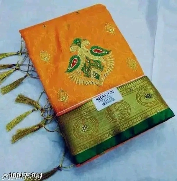 Satin Silk -Satin -Banarasi Silk - Free Size (Saree Length Size: 5.3 m, Blouse Length Size: 0.9 m)