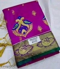 Satin Silk -Satin -Banarasi Silk - Free Size (Saree Length Size: 5.3 m, Blouse Length Size: 0.9 m)