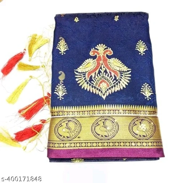 Satin Silk -Satin -Banarasi Silk - Free Size (Saree Length Size: 5.3 m, Blouse Length Size: 0.9 m)