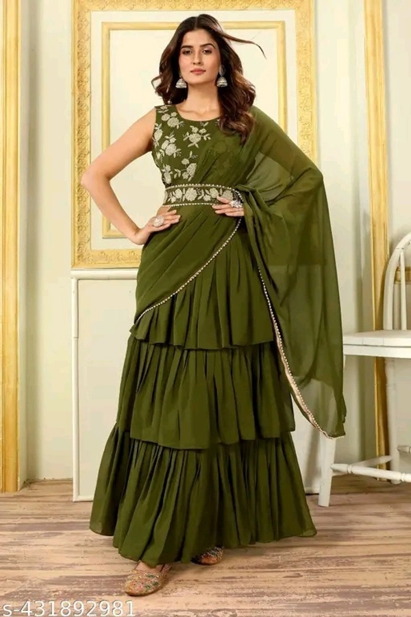 Fabric Georgette SAREE - Free Size (Bust: 42 in, Hip: 46 in, Outseam Length: 41 in, To Fit Waist: 30 in, Waist: 42 in), 4
