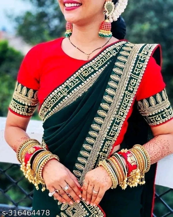  Georgette--SAREE - Free Size (Saree Length Size: 5.5 m, Blouse Length Size: 1 m), 1