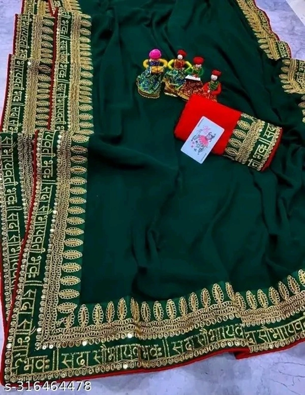  Georgette--SAREE - Free Size (Saree Length Size: 5.5 m, Blouse Length Size: 1 m), 1