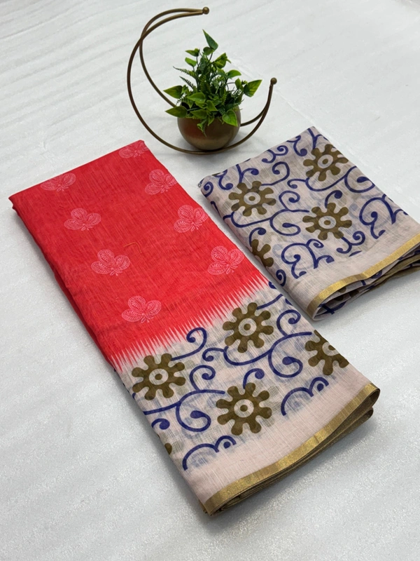 SOFT LINEN COTTON SAREE  - 3