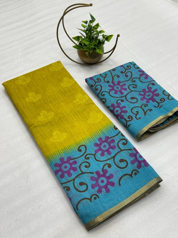SOFT LINEN COTTON SAREE  - 3