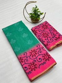 SOFT LINEN COTTON SAREE  - 3