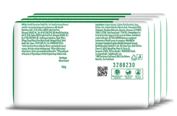 Dettol Original Germ Protection Bathing Soap Bar ,150g each - Pack of 4 - 4N x 150 g
