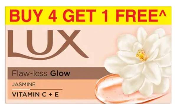 Lux Flaw-less Glow Bath Soap , Buy 4 Get 1 Free - 5N x 100 g