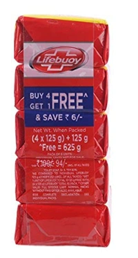 Lifebuoy Bath Soap, Buy 4 Get 1 Free - 5N x 125 g